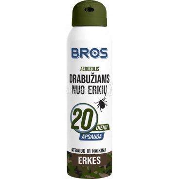 Aerozolis drabužiams nuo erkių BROS 90 ml
